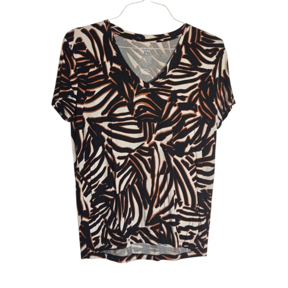 Nine West Soft Spun V Neck T Shirt Abstract Print Women's Size S